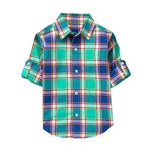 Jaine and Jack Plaid Green Adjustable Long Sleeve Button Down Shirt size 6-12m